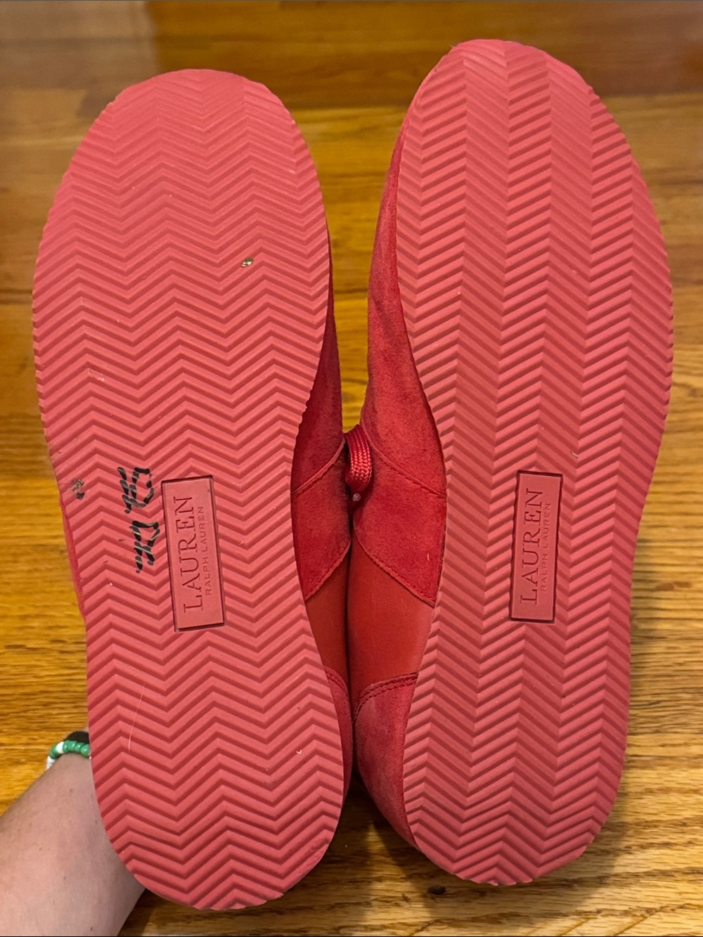 Lauren Ralph Lauren Women's Red Lace-Up Sneakers - Picture 7 of 11
